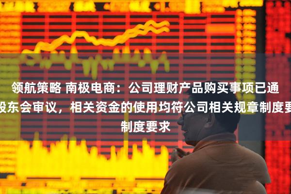 领航策略 南极电商：公司理财产品购买事项已通过股东会审议，相关资金的使用均符公司相关规章制度要求