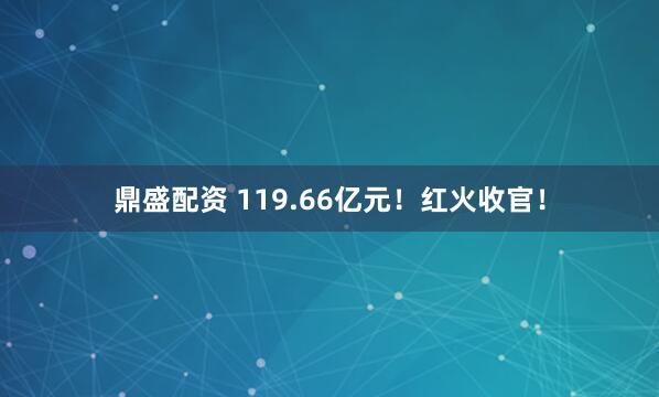 鼎盛配资 119.66亿元！红火收官！