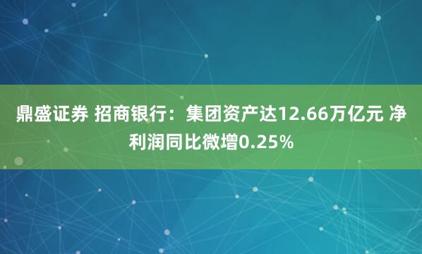 鼎盛证券 招商银行：集团资产达12.66万亿元 净利润同比微增0.25%